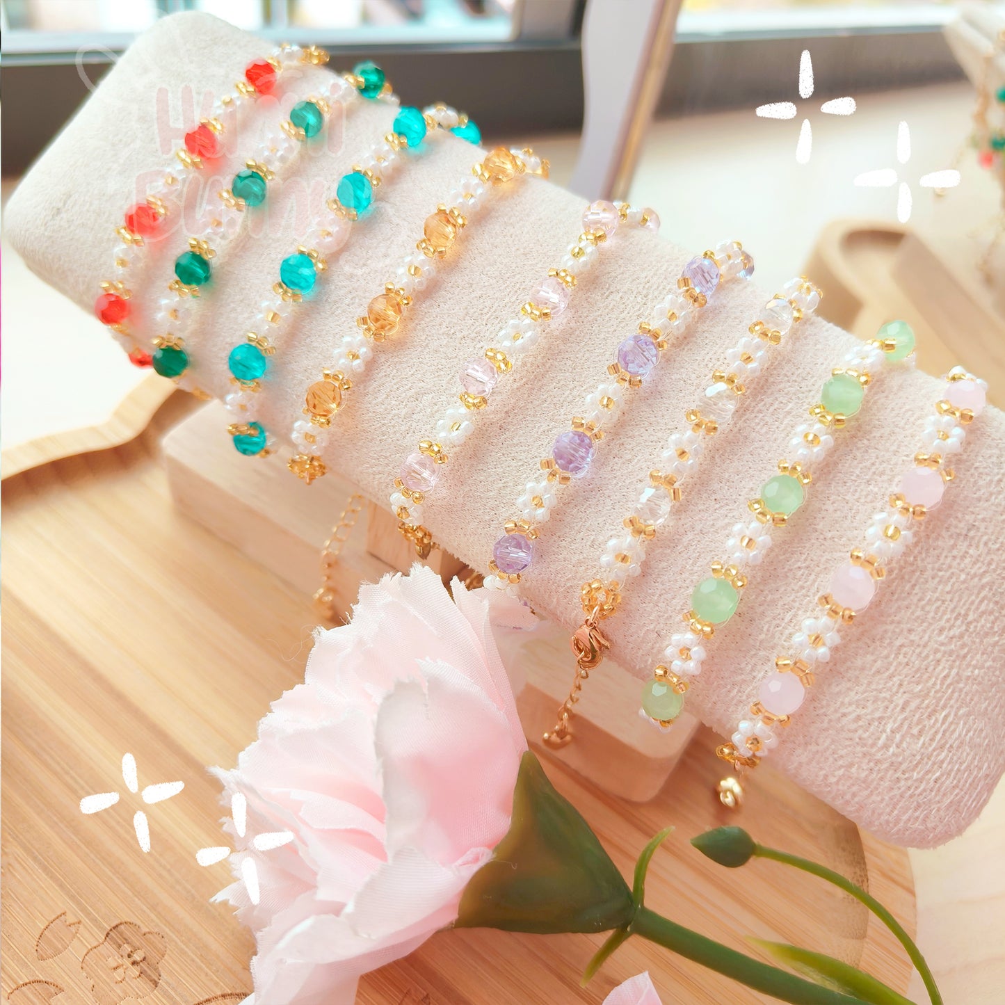 Gemstone daisy bracelets