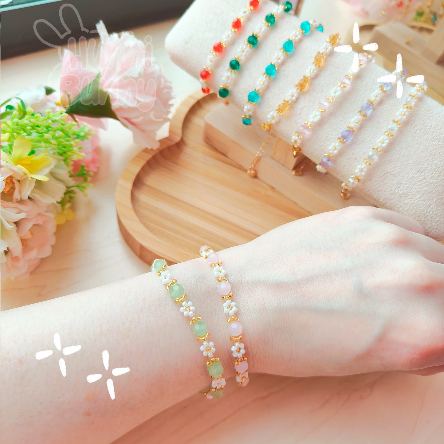 Gemstone daisy bracelets