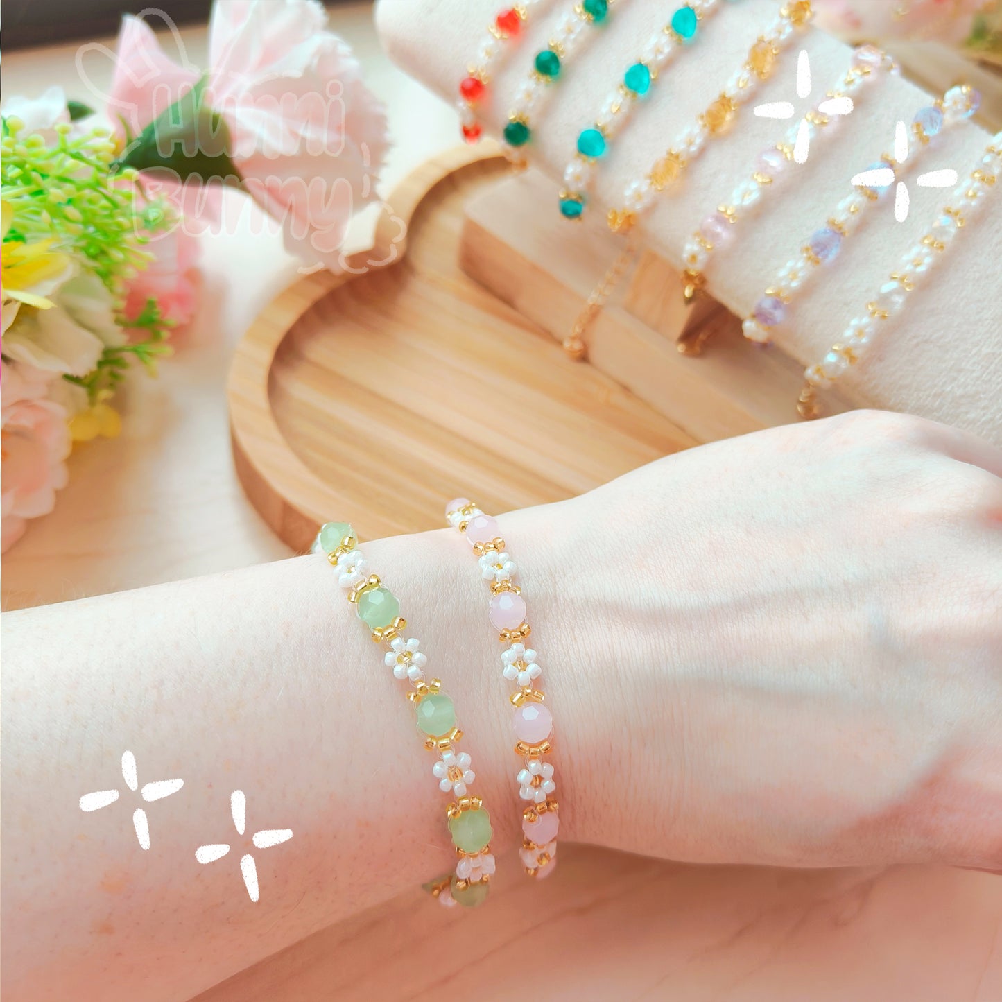 Gemstone daisy bracelets