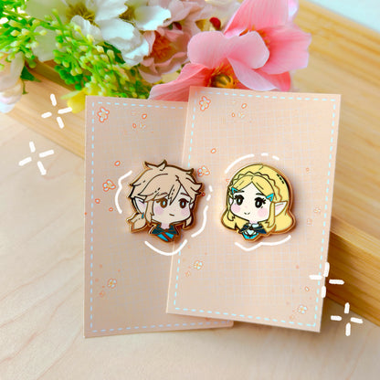 Zelda BOTW /TOTK ~ Link and zelda chibi enamel pins