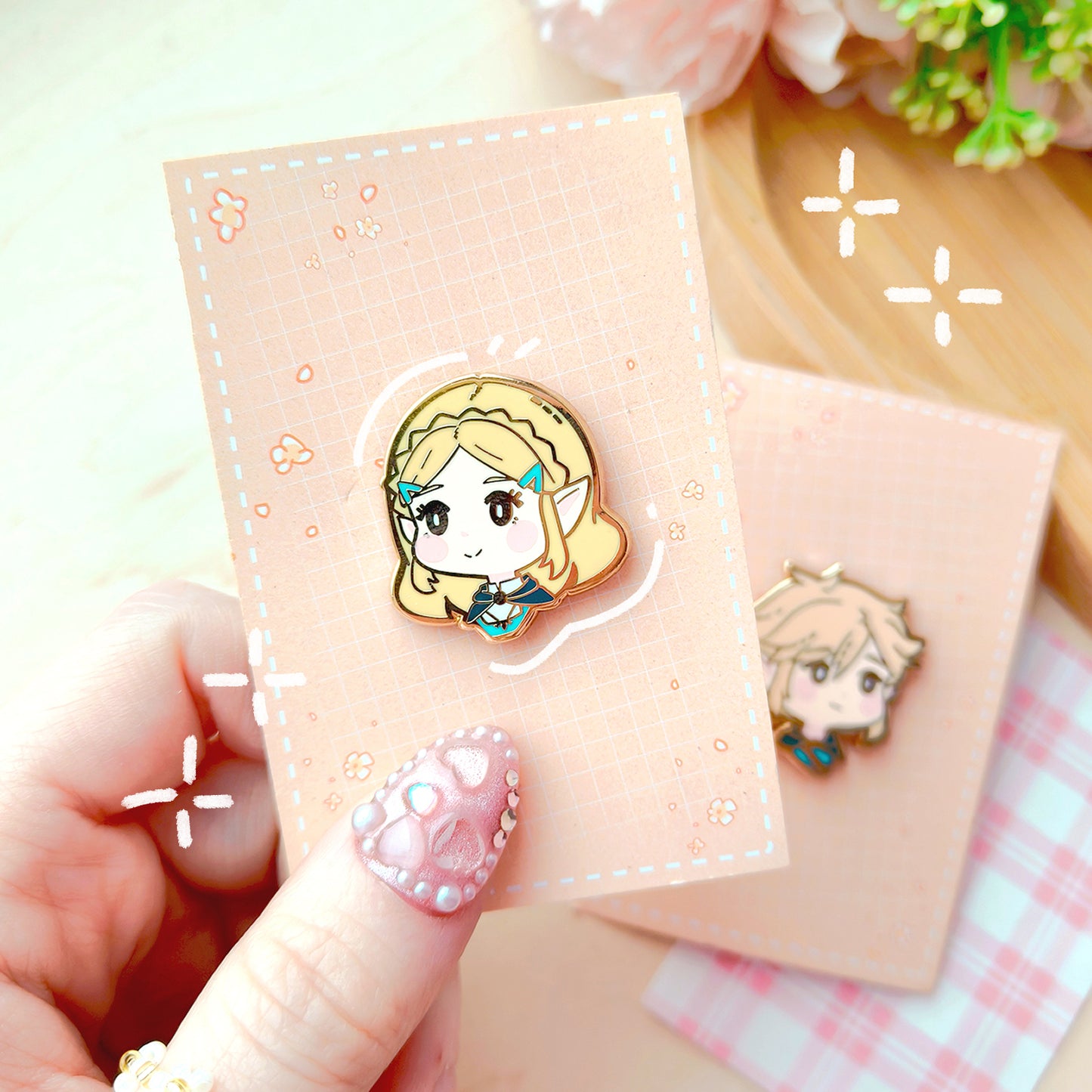 Zelda BOTW /TOTK ~ Link and zelda chibi enamel pins