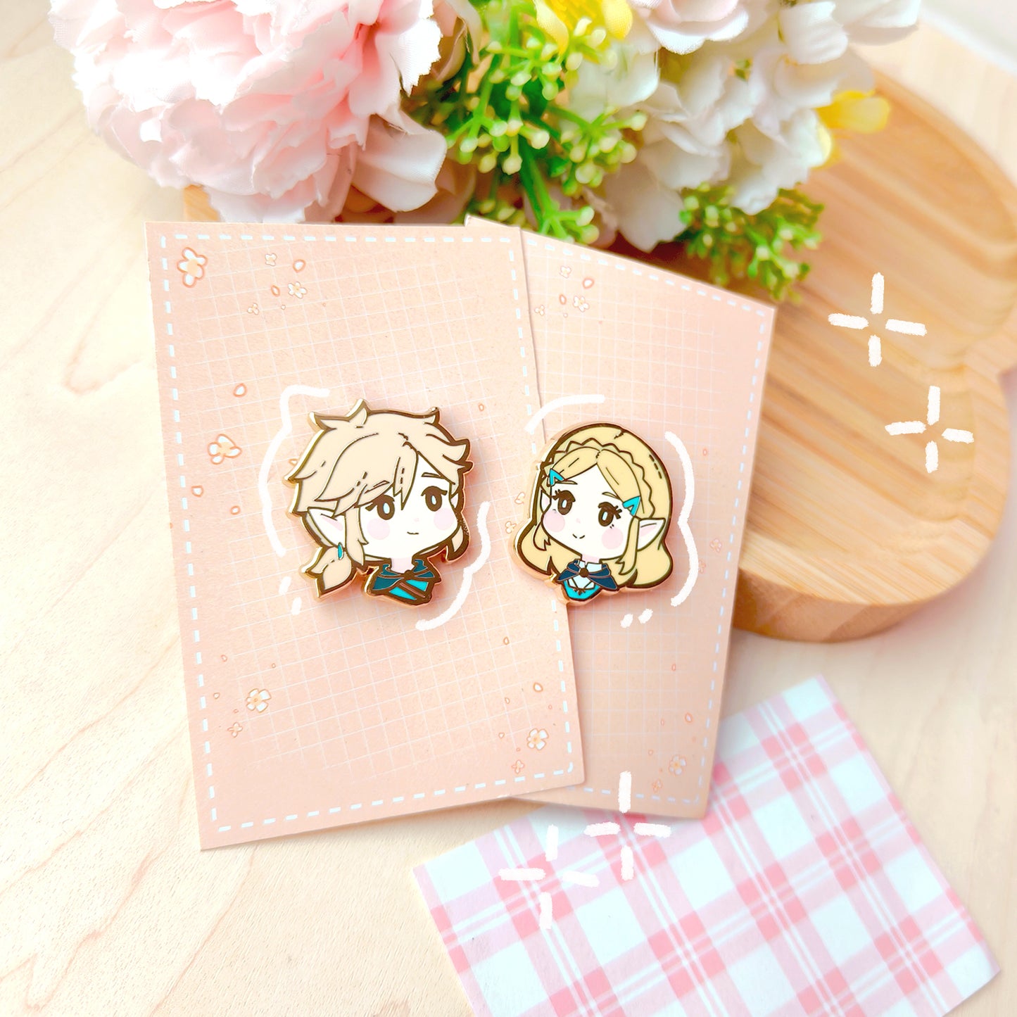 Zelda BOTW /TOTK ~ Link and zelda chibi enamel pins